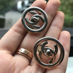 Vintage Chanel CC Turnlock Clip On Earrings